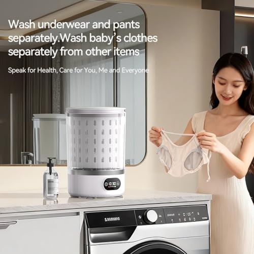Image of Portable Mini Washing Machine, Upgraded 3-in-1 3L Compact Washer with Spin Dry & Auto Drain,Small Travel Laundry Machine for Underwear Baby Clothes Socks Towels Home Dorm (White)