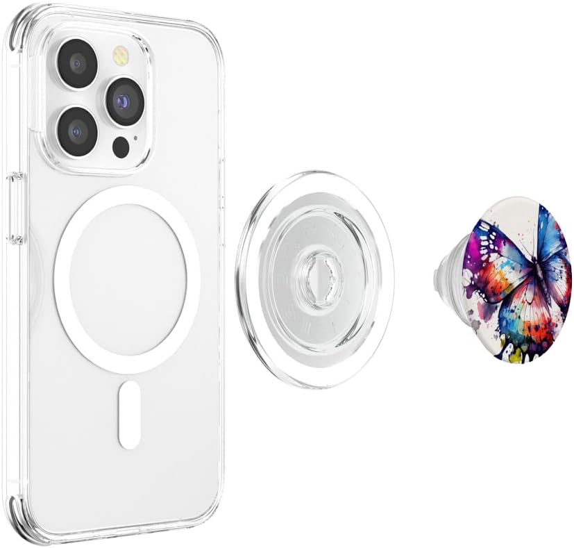 Butterfly Watercolor Illustration PopSockets MagSafe PopGrip for iPhone