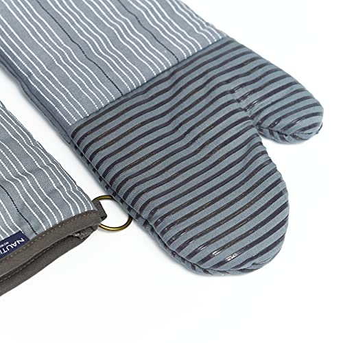 Nautica Silicon Classic 2-Piece Oven Mitt Set, Pair, Grey 2-Way Stripes 2 Count #TOP4