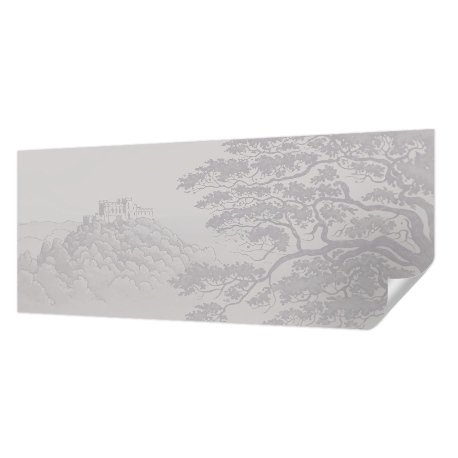 Papier peint auto-adhésif panoramique 250x104 cm avec paysage de château pour salon