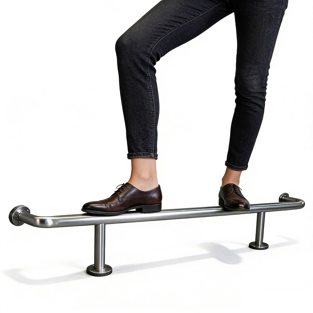 Repose-Pieds Acier Inoxydable 100 cm Fixation Sous Comptoir Bar