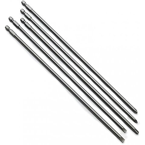 J&R Quality Tools 5 Pc Super Long S2 Phillips Screwdriver Bit Set 12in Cover
