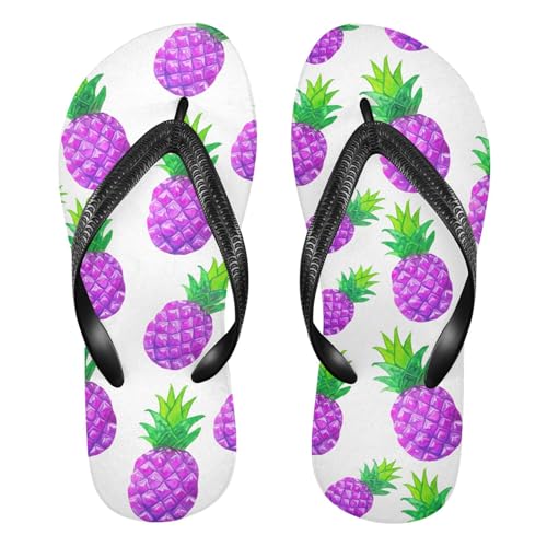 Purple Pineapple Fruits Flip Flops for Beach Thong Sandals Anti-slip Lightweight Shower Shoes for Summer Outdoor Travel