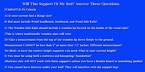 STLBEDS Heavy Duty Low Profile Center Supports for Headboard Footboard with Wooden Rails Adjustable Glide 12 Legs - King Bed with 12 Non Skid Rubber Grippers