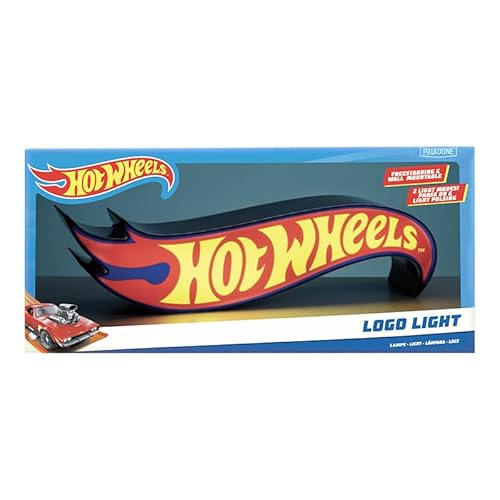 Hot Wheels Logo-Licht – Offiziell lizenziertes Renn-Logo-Ikonen-Nachtlicht, Rennstrecken-Spielzimmer-Dekoration und Geschenk für Jungen und Mädchen, Spielzeugauto und Schlafzimmer-Zubehör und