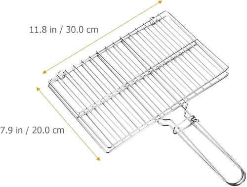 Miniatura 2 de Cesta de parrilla de acero inoxidable Estante de parrilla de pescado resistente con mango Estante portátil para barbacoa de camping antiadherente