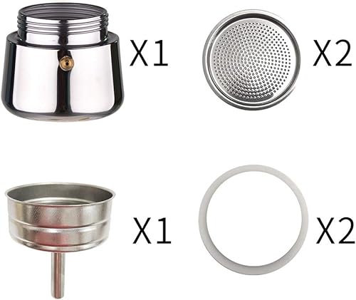 Miniatura 7 de YOLIFE Cafetera de café expreso, pequeña olla italiana para café, capuchino y café con leche, acero inoxidable, 15.2 fl oz, 16 onzas, 9 tazas (taza