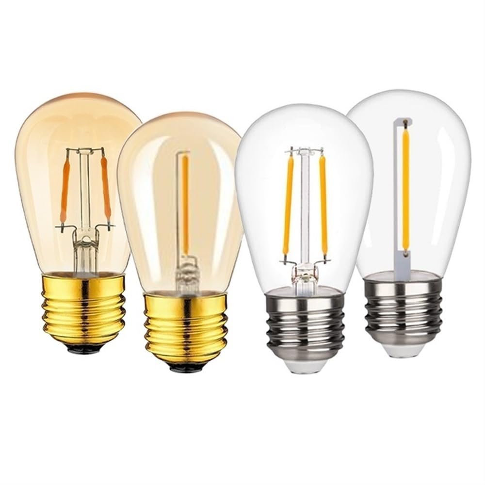 fengyan Casa Bombillas, Paquete de 50, luz con filamento LED E27 AC220V ST45 1W/2W Carcasa de plástico luz LED Retro Fuente de luz Decorativa for Exteriores Familiar Lámpara(1W-2700K,Clear)