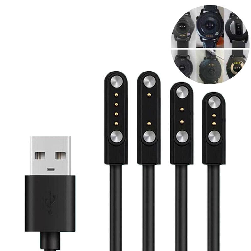 BRAVECOW Watch-Ladegerät Magnetisches Smartwatch-Zubehör USB-Kabel 2/4-poliges magnetisches Saugladegerät Adsorption USB-Datenleitung für Smart Watch (2.84mm 2Pin)