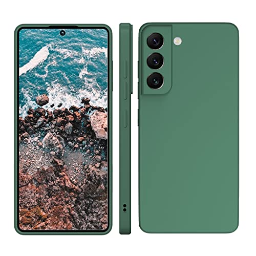 Samsung Galaxy S21 FE Hülle Silikon Case, ORDA Hanyhülle Samsung S21 FE Case Ultra Dünn Straight Edge, Kameraschutz und Bildschirmschutz, Kratzfeste Hülle für Samsung Galaxy S21 FE 2022 Matt Grün Cover