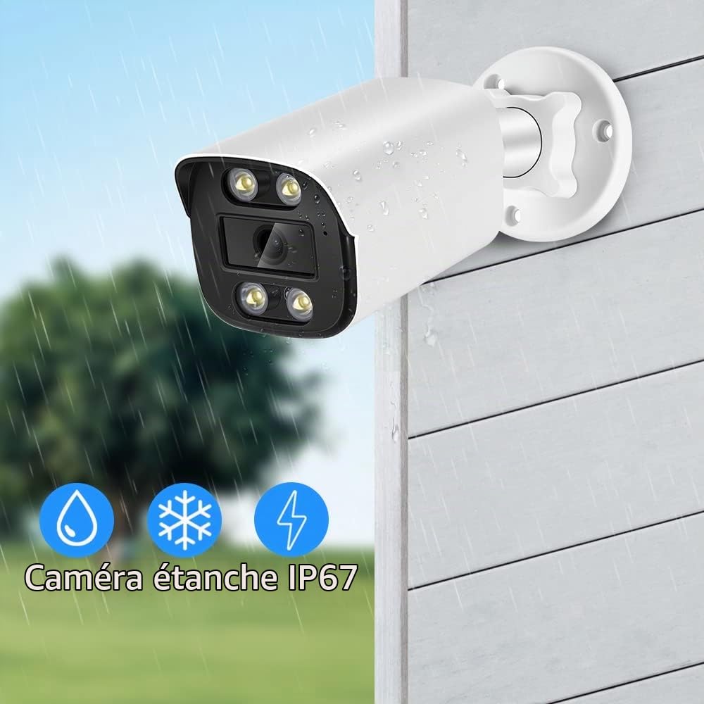 5MP POE caméra 1920P HD Couleur Vision Nocturne Alarme de détection Humaine boîtier en métal IP66 étanche sécurité extérieure