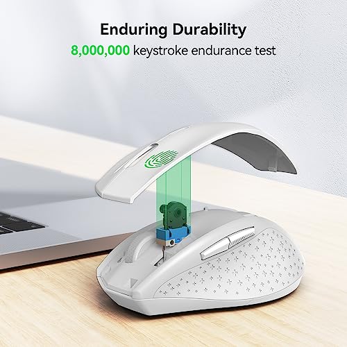 Image of TECKNET Wireless Mouse, 2.4G Computer Mouse with 6-Level Adjustable 4800 DPI, 30 Months Battery, Ergonomic Grips, 6 Buttons Portable for PC, Chromebook, Mac - White