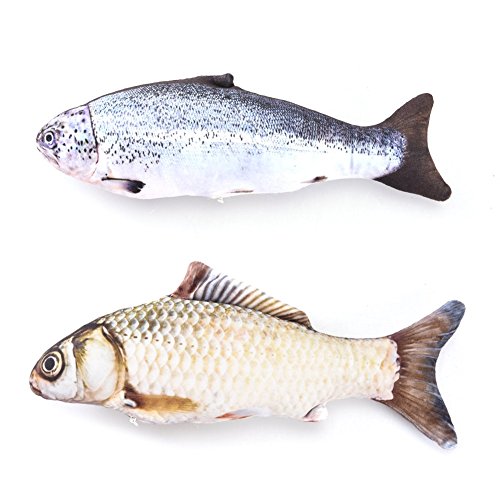 Jamisonme - Juego de Juguetes para Peces, de 2 Piezas, Trucha Realista para Gatos y Perros, Catnip Inside Catnip