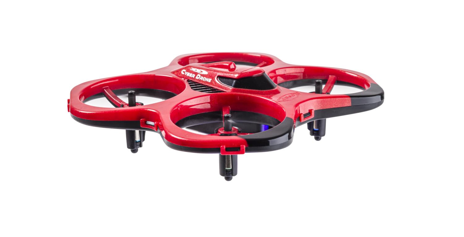 Carson Cyber Drone IR RTF – Quadcoptère RC avec Flip 360°, Mode Headless, stabilisation gyroscopique, éclairage LED, Drone télécommandé, Rouge