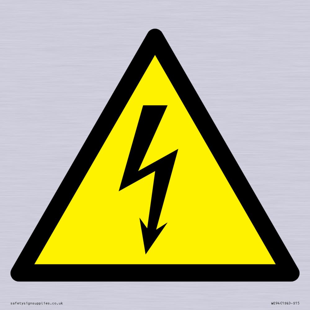 W012 Warning: Electricity Sign - 150x150mm - S15