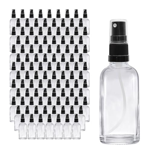 Oputec 143 x 30 ml Sprühflaschen aus Glas mit Zerstäuber: Großpackung Klarglasflaschen mit feinem Sprühkopf - Kleine Pumpspray-Flasche