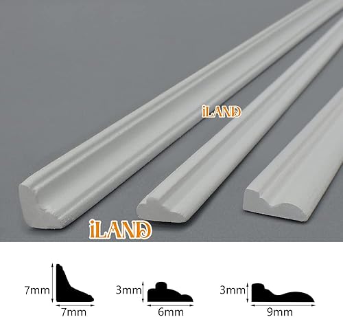 Miniatura 10 de iLAND Accesorios para casa de muñecas en miniatura a escala 112, adornos de casa de muñecas de madera y zócalo y cornisa de moldura de 17 pulgadas