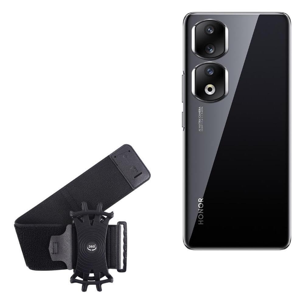 BoxWave Holster Compatible with Honor 90 pro - ActiveStretch Sport Armband, Adjustable Armband for Workout and Running - Jet Black