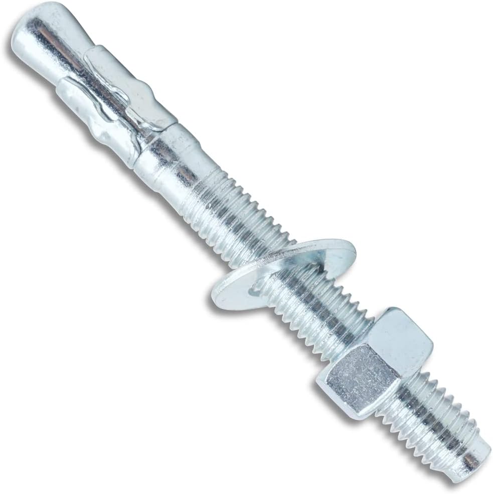1/2" x 4-1/2" Wedge Anchor, Concrete Anchors Zinc Plated, Heavy Duty Expansion Bolt Fasteners for High Strength Concrete Bricks/Blocks, Natural Stone, 20 PCS