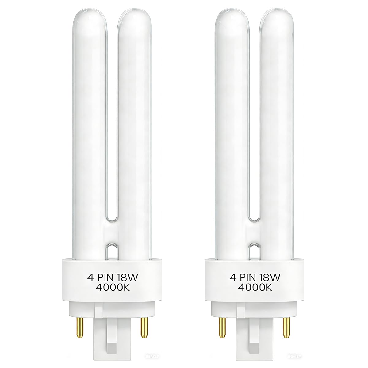 FKLiLEBU 4 pin Light Bulb 18W 4000K G24q-2 Cool White Lamp, AC220-240V Double Tube PLC, 850LM Non-Dimmable, Daylight White 360° Lighting, for Bathroom, Corridor, Home, 2 Pack