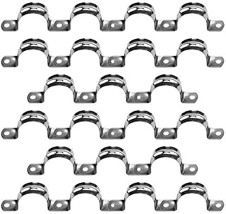32mm/1.26" 22Pcs Pipe Strap Clamp Holder Stainless Steel Brackets Saddle Clip U Shaped Clips Straps Two Hole Tube Strap Tension Clips Hose Clamp for Anchor Water Pipe Wooden Panels