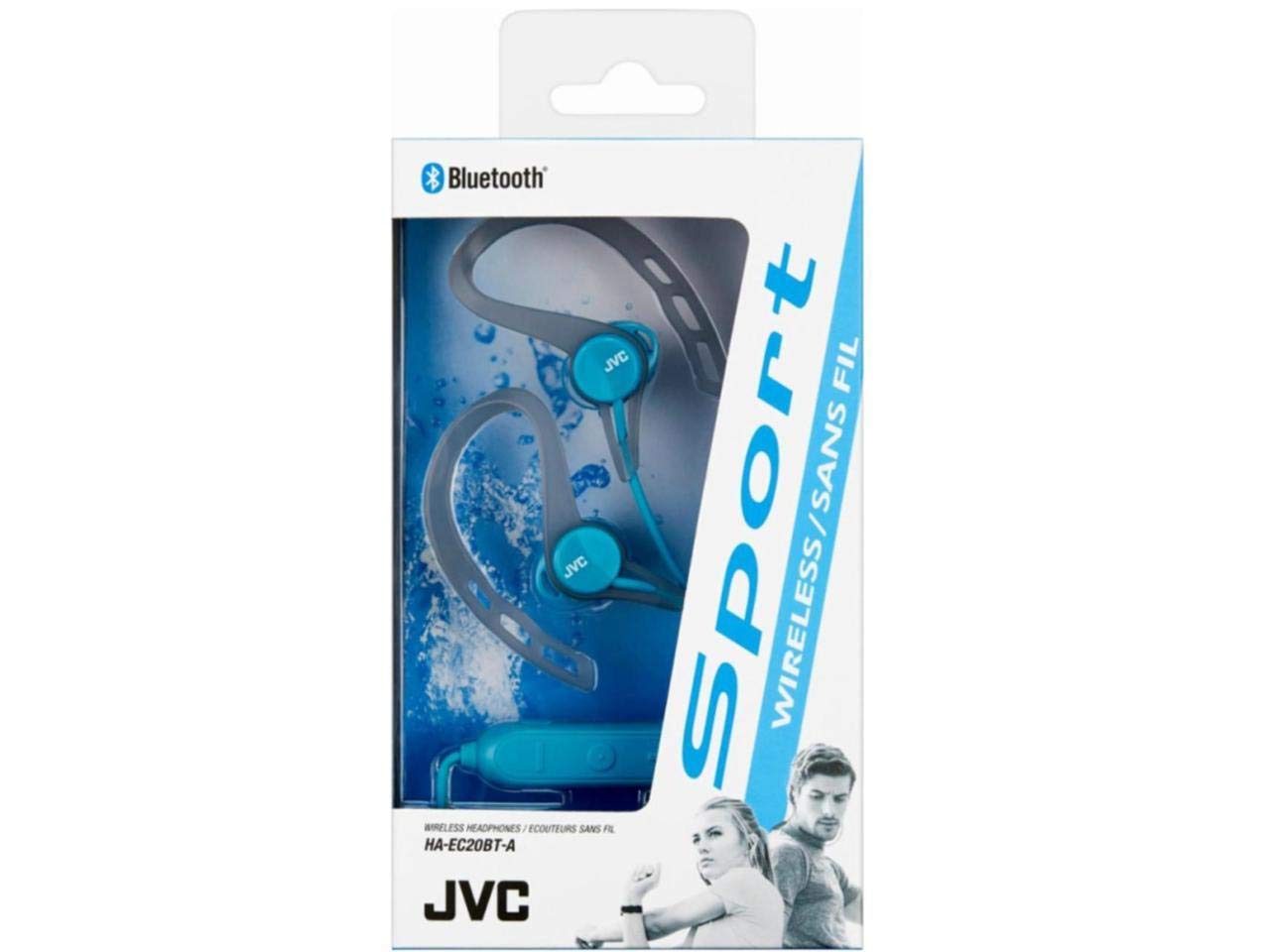JVC Auricolari in ear sport Bluetooth con clip e gancio mobile (Pivot Motion), a prova di sudore (IPX2), autonomia 4 ore, Blu