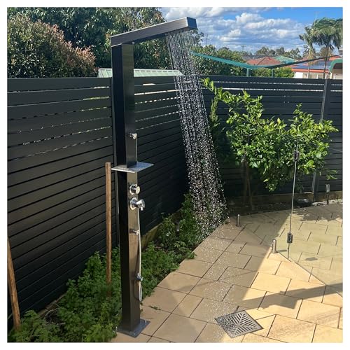 RENO BLACK 316 Marine Grade Brushed Stainless Steel Massage Outdoor Shower Panel Swimming Pool...