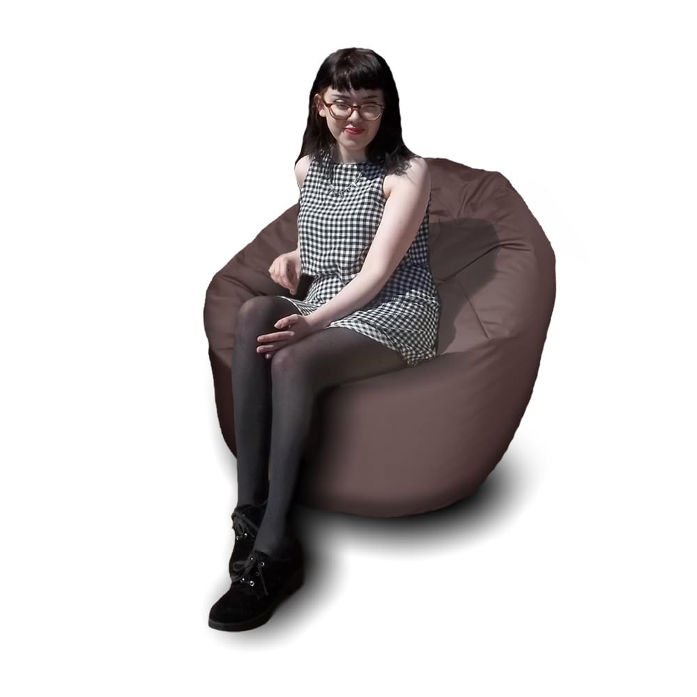 Bean Bag Beanbag, Cotton, Gaming Chair Seat Lazy Lounger Couch, for All Ages. Filling Included, Fire Retardant Covers & Filling. (Brown, Large (70 x 70 x 90 cm))
