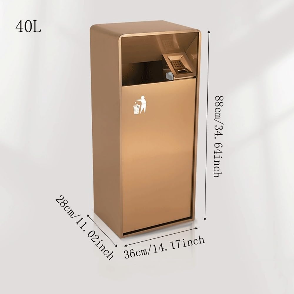 Zewnętrzny kosz na śmieci na papier zewnętrzny Kwadratowy metalowy kosz na papier z bocznym otworem, nowoczesny kosz na papier komercyjny z popielniczką Pojemnik na odpady 19L/4