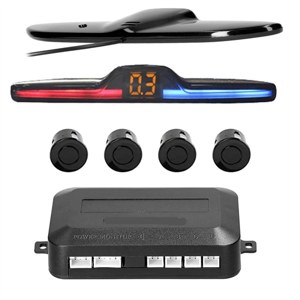 Capteur Radar recul Kit Radar Recul Voiture Capteur Stationnement Véhicule avec 4 Capteurs Système D'assistance Affichage Distance Avertissement Sonore