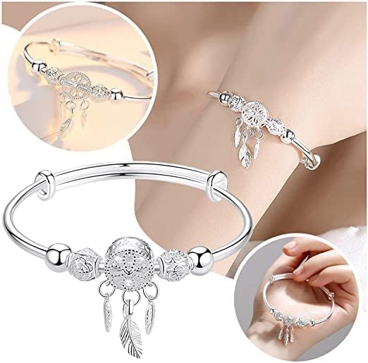 Miniatura 3 de Pulsera giratoria de cuentas de plata de ley 925 para mujer, para ansiedad, descomprimir libremente, herramientas abiertas, inspiraciones