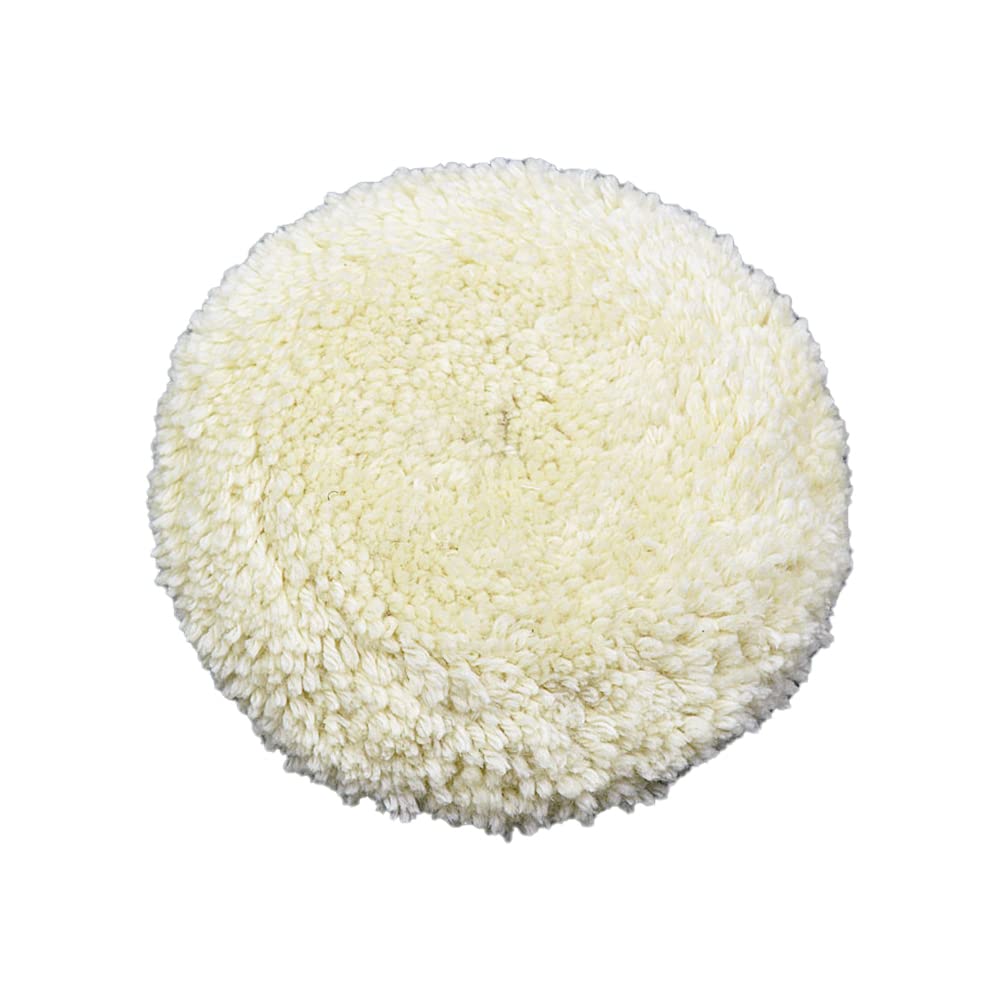 Wool Buffing Pad, 180mm Fine Wool Polishing Wheel Cleaning Accessory with Hook and Loop for Cars, Furniture and Glass (B)