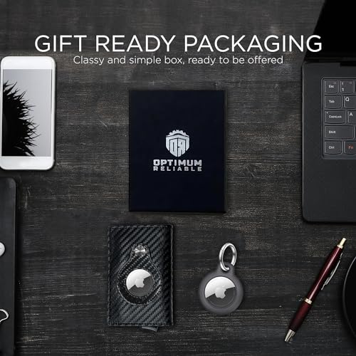 Wallet for Men - Carbon Fiber Credit Card holder and metal AirTag Keychain Slim wallet Magnetic closing and RFID security2
