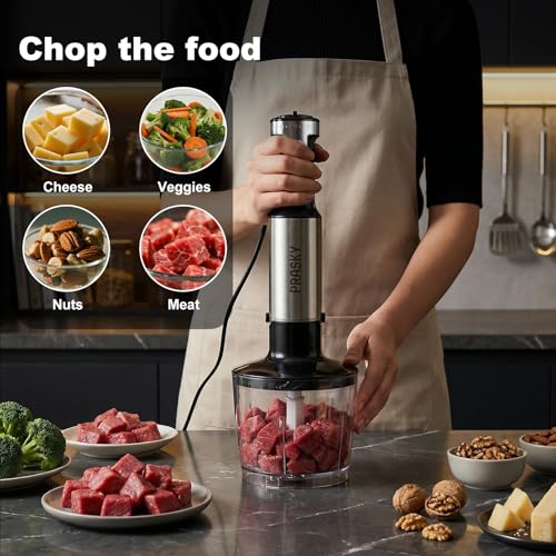 Image of Immersion Blender Handheld 1200W, 20-speeds Immersion Hand Blenders, Hand Mixer with Mining Beaker,Chopper,Whisk, Frother and Stick Blender Suitable for Kitchen, Protein Shakes and Baby Food