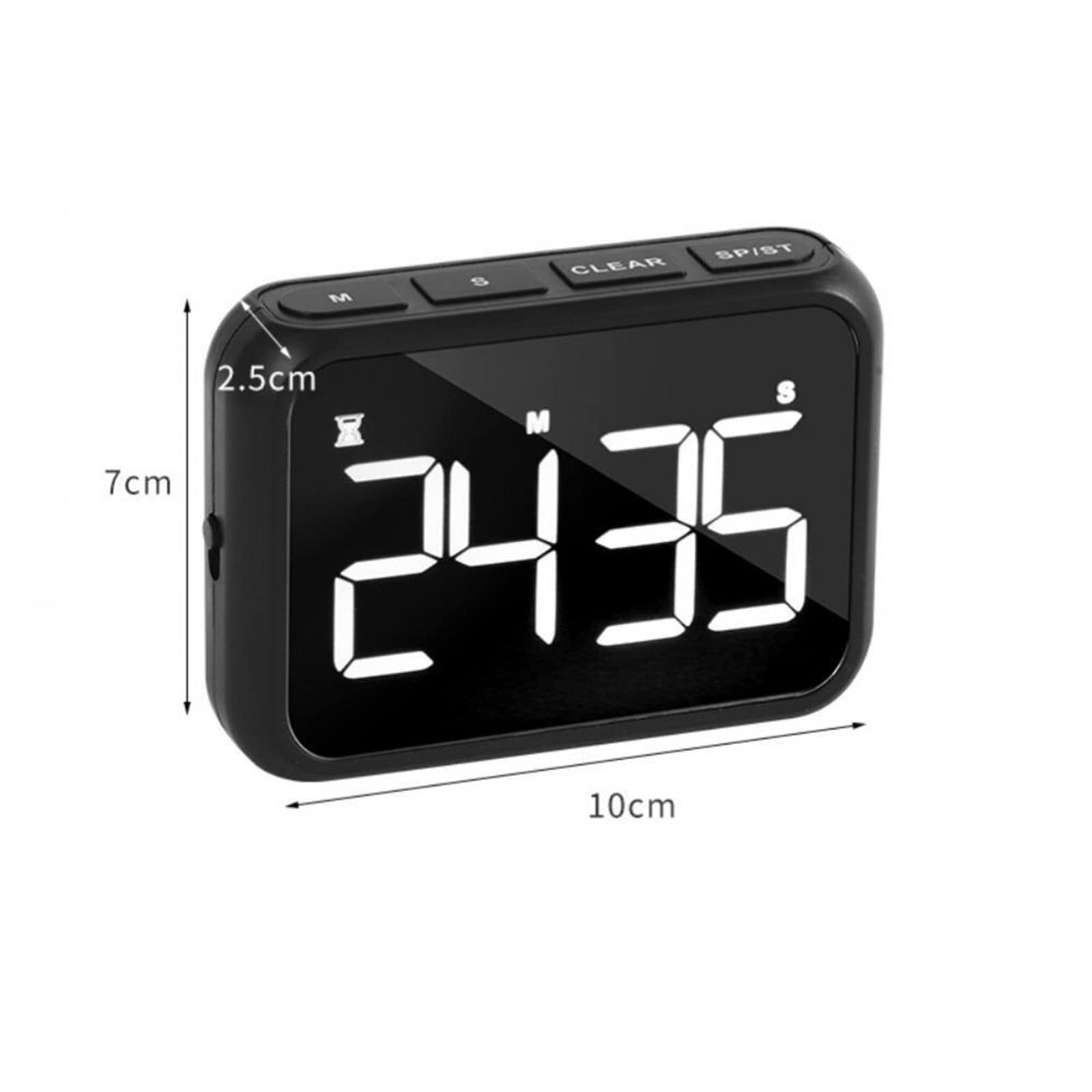 Ofenthermometer, multifunktionaler Küchentimer, Wecker, Timer für das Kochen zu Hause, Countdown, Stoppuhr, Anzeige, Timerzähler (Pink) (Schwarz)