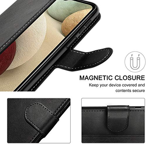 NWNK13 For Samsung Galaxy A13 5G / A13 4G / A04S Case Leather Wallet Book Flip Stand View Phone Cover with Card Holder Slots Compatible with Galaxy A13 (Black)