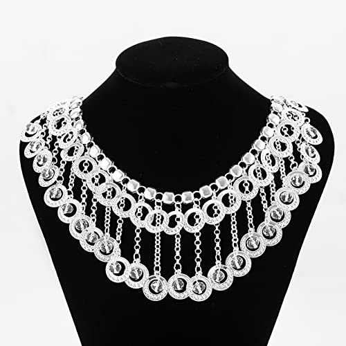 Youngjewl 1Yard Handmade Metal Bread Chain Flat Round Hollow Disc Pendants With Tassel Crystal Beaded Trim For Wedding Decor Diy Accessories Crafts Sewing(Lake Blue) #TOP3