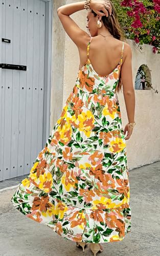 Image of PRETTYGARDEN Women Summer Dresses 2026 Spaghetti Strap Scoop Neck Floral Maxi Dress Flowy Boho Long Sundress with Pockets