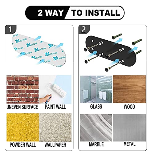 Image of 2 PACK Metal Paper Towel Holder, Easy Tear with Damping Function, Single Hand Operable Wall Mount Paper Towel Holder, Self-Adhesive or Drilled for Kitchen,Under Cabinet, Bathroom. Black