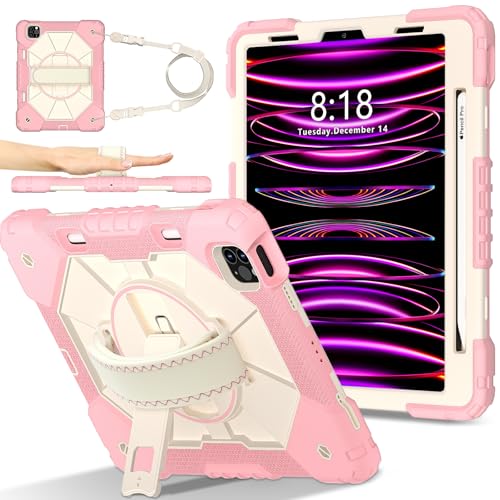 Coque iPad 11 antichoc silicone or rose avec support 360 degres