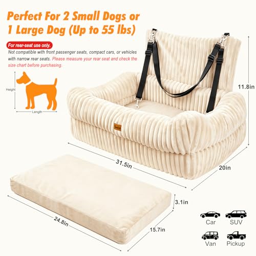 Pawaboo Dog Car Seat Bed with Memory Foam