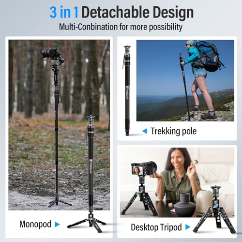 SIRUI SVM-165 Rapid Monopod for Cameras, 65” Carbon Fiber Monopod with Feet, One-Step Rapid Height Adjustment, Lightweight Travel Mono pod for DSLR Camera, Modular 3 in 1, Max Load 22lbs - Image 6