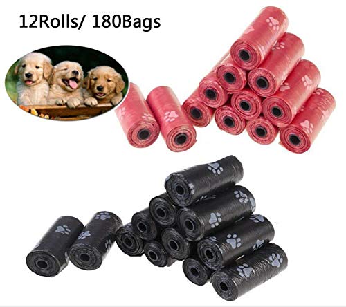 Scicalife Sacos para cocô de cachorro, 180 sacos descartáveis descartáveis de lixo para cães com gar