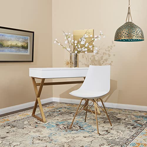 Osp Home Furnishings Oakley Mid-Century Modern Bucket Chair, Faux Leather,White #TOP1