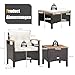 GIANTEX 5er Rattan Gartenmöbel Set, Lounge Möbel Outdoor, Balkonmöbel Set mit Fußhocker & Couchtisch, Gartengarnitur Gartenlounge Set, Balkonset Gartenset Möbel Rattanmöbel, Rattan Sessel mit Kissen
