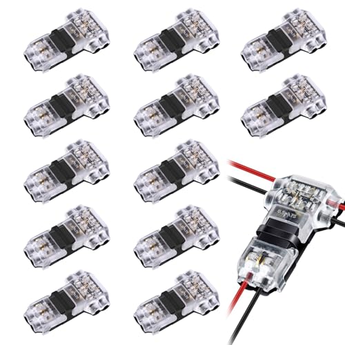 Conectores de Cable de Empalme rápido Tipo T Piezas, 12 PCS empalmes cables electricos con Aislamiento Forma-T,conectores electricos para los cables conexión 20/22 AWG Cable