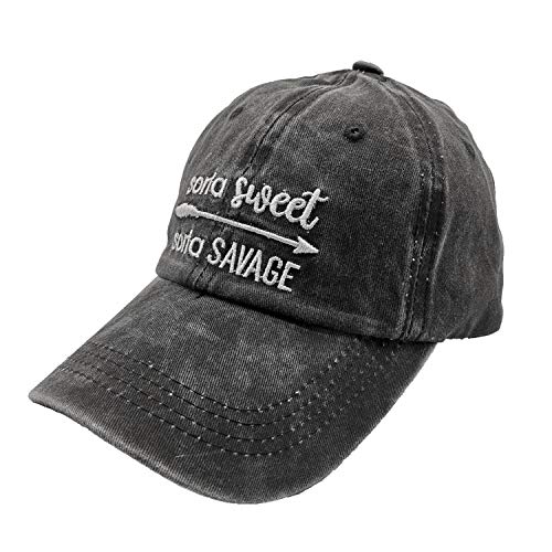 Waldeal Women's Embroidered Savage Baseball Cap Workout Distressed Dad Hat Black