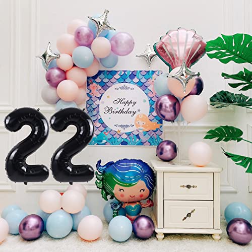 Image of 40 Inch Black 22 Balloons, Large Self Inflating Number Balloons 0-9