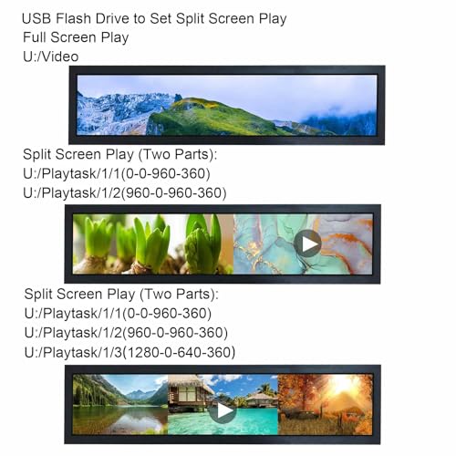 Image of VSDISPLAY 28'' Advertising Display 1920x360 IPS Stretched Bar LCD Monitor | Support Split Screen,USB Input Auto Copy Autoplay, for Supermarket Exhibition Store Digital Signage