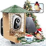 Smart Bird Feeder with Camera with AI Identify Birds Species & Solar Panel, WiFi Birdfeeder with Cam, 2K Live View, Chew-Proof & Waterproof Design, Real-Time App Alerts, Gift for Bird Lovers, Green
